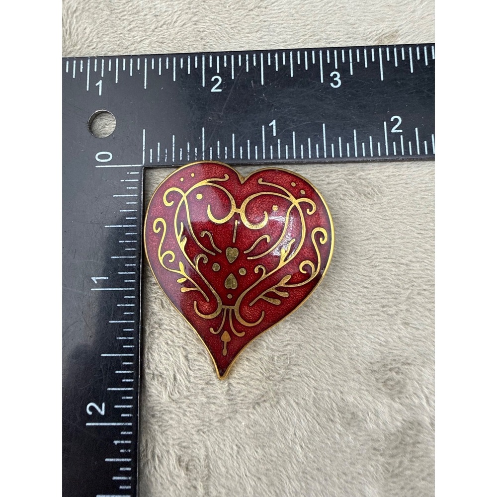 Vintage MMA Brooch Enamel Heart Red - Picture 8 of 8
